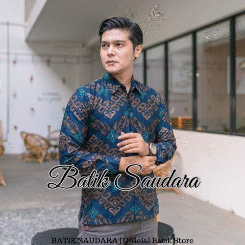 Kemeja Batik Lengan Panjang Motif Prabu Biru
