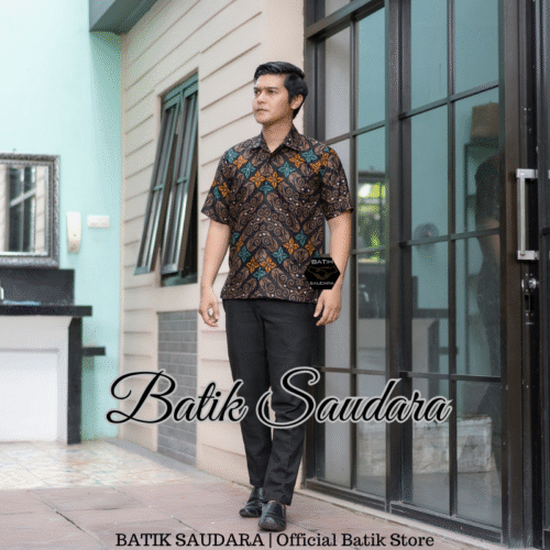 Kemeja Batik Lengan Pendek Motif Songket Hijau - Gambar 4