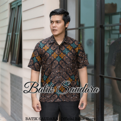 Kemeja Batik Lengan Pendek Motif Songket Hijau