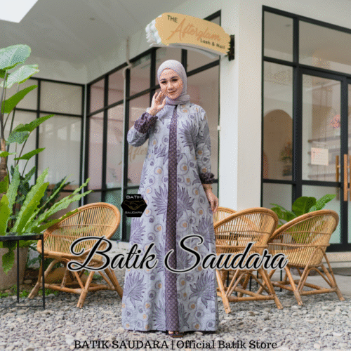 Gamis Batik Bolero Motif Petir Abu