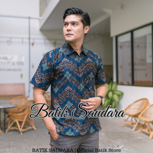 Kemeja Batik Lengan Pendek Motif Prabu Biru