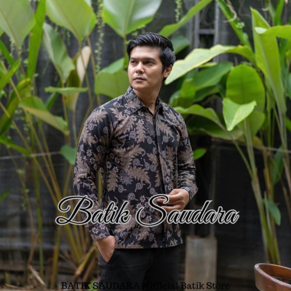 Kemeja Batik Lengan Panjang Motif Daun Djati