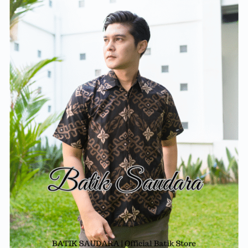 Kemeja Batik Lengan Pendek Motif Prabu Hitam