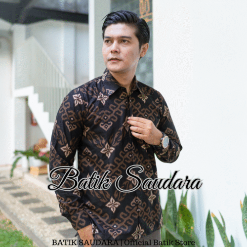 Kemeja Batik Lengan Panjang Motif Prabu Hitam