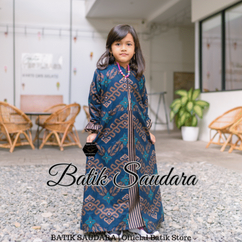 Gamis Batik Anak Motif Prabu Biru