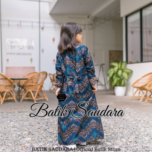 Gamis Batik Anak Motif Prabu Biru - Gambar 2