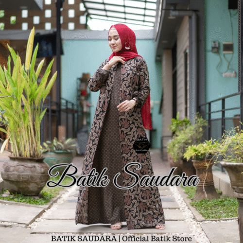 Gamis Batik Bolero Motif Daun Asem