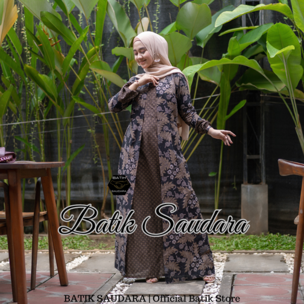 Gamis Batik Bolero Motif Daun Djati - Gambar 3