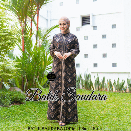 Gamis Batik Bolero Motif Prabu Hitam