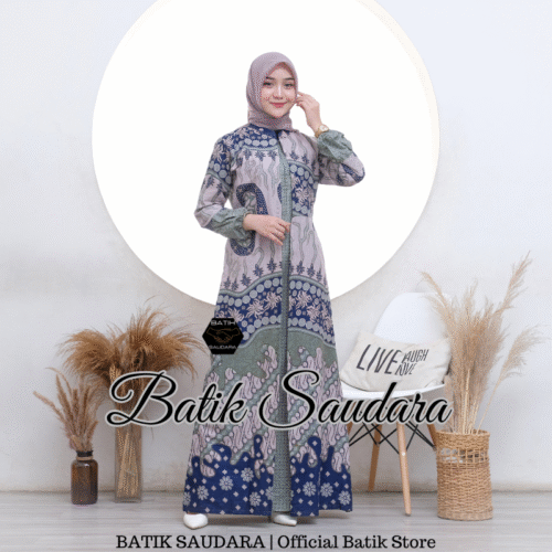 Couple Gamis Batik Bolero Motif Seno Sage - Gambar 2