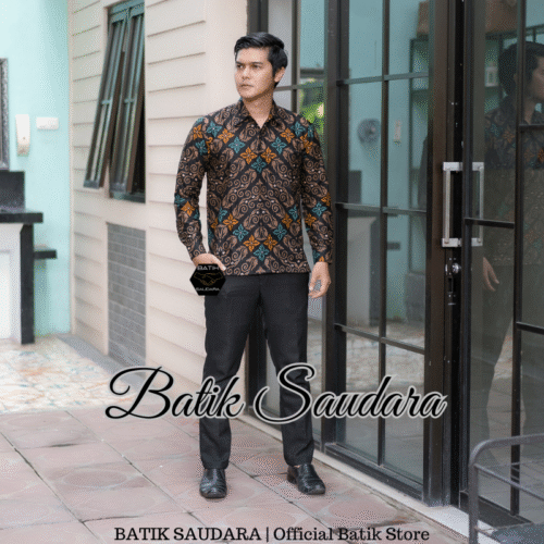 Kemeja Batik Lengan Panjang Motif Songket Hijau - Gambar 2