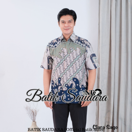 Kemeja Batik Lengan Pendek Motif Seno Sage