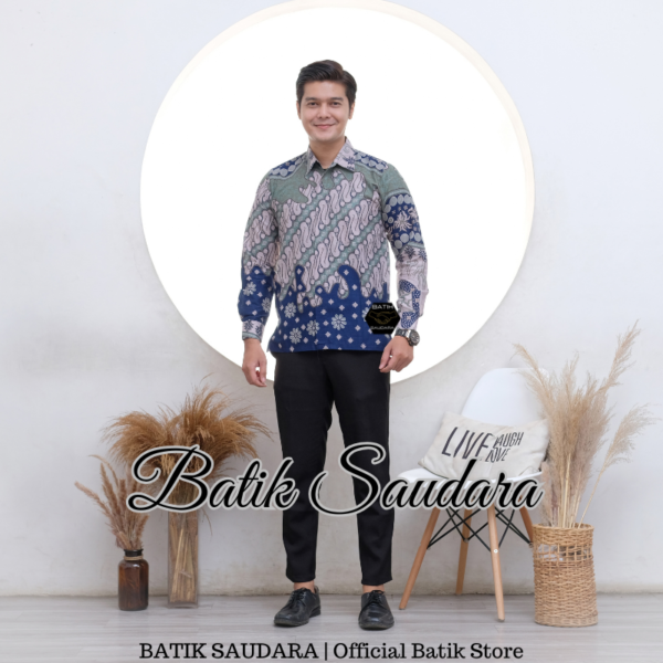 Kemeja Batik Lengan Panjang Motif Seno Sage - Gambar 2