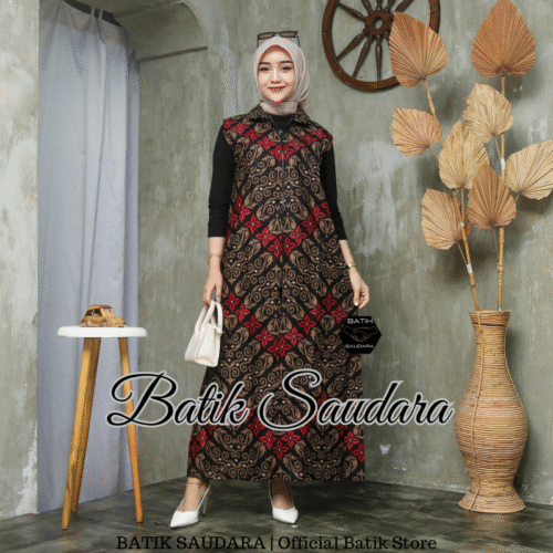 Cardigan Batik Motif Songket Merah