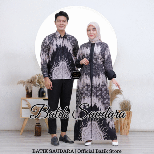 Couple Gamis Batik Bolero Motif Mega Hitam