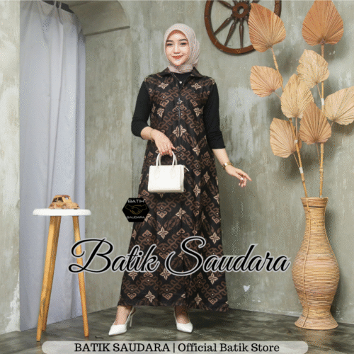 Cardigan Batik Motif Prabu Hitam