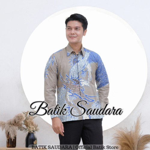 Kemeja Batik Lengan Panjang Motif Blarak Biru