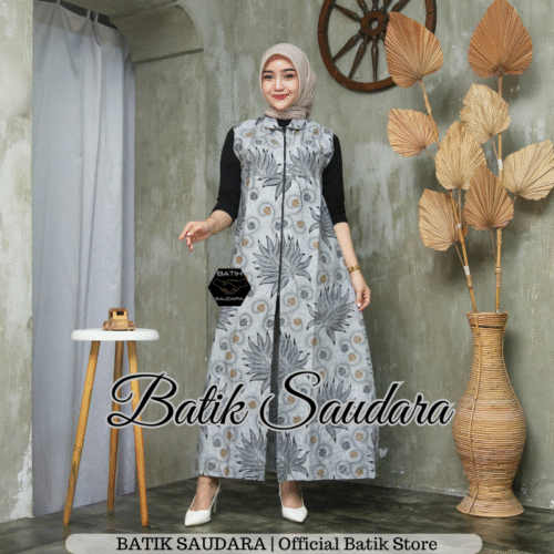 Cardigan Batik Motif Petir Abu