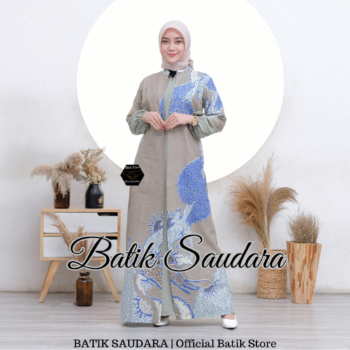 Gamis Batik Bolero Motif Blarak Biru