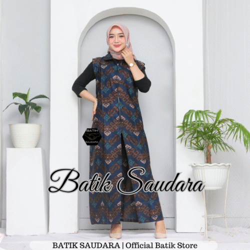 Cardigan Batik Motif Prabu Biru