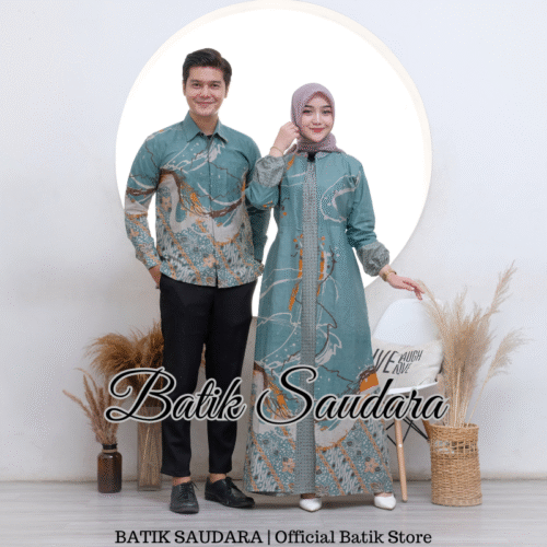 Couple Gamis Batik Bolero Motif Abstrak Sage