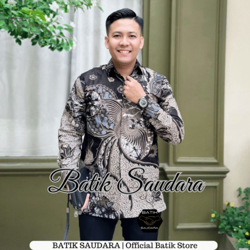 Couple Tunik Batik Kancing Depan Motif Garuda Hitam - Gambar 3