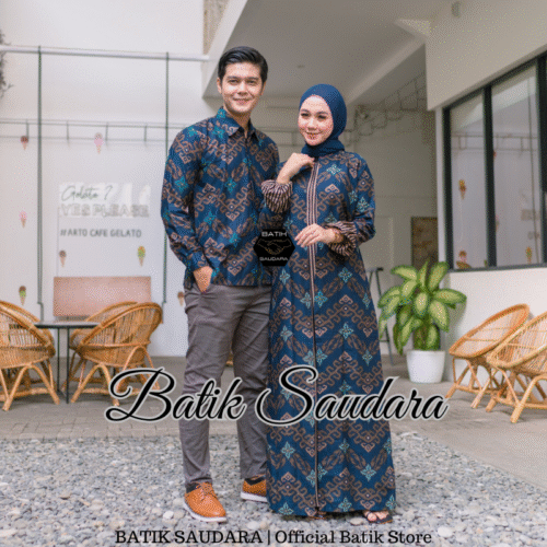 Couple Gamis Batik Bolero Motif Prabu Biru
