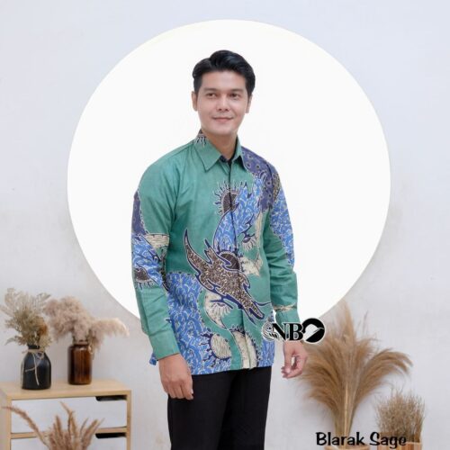 Couple Tunik Batik Kancing Depan Motif Blarak Sage - Gambar 3