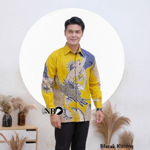 Couple Tunik Batik Kancing Depan Motif Blarak Kuning - Gambar 3