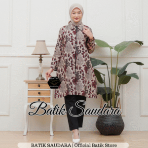 Tunik Batik Risleting depan motif Lompong