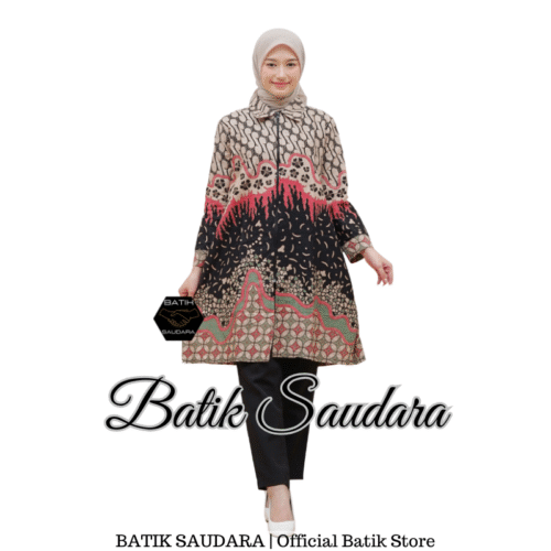 Tunik Batik Risleting depan motif Seno Kawung - Gambar 2