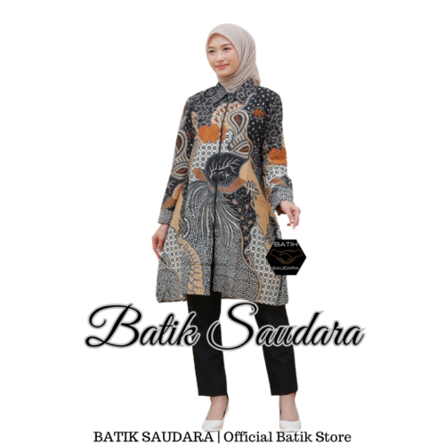 Tunik Batik Risleting depan motif Cendrawasih - Gambar 2