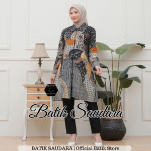 Tunik Batik Risleting depan motif Cendrawasih