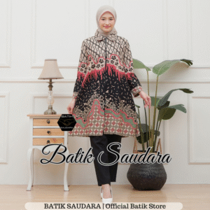 Tunik Batik Risleting depan motif Seno Kawung