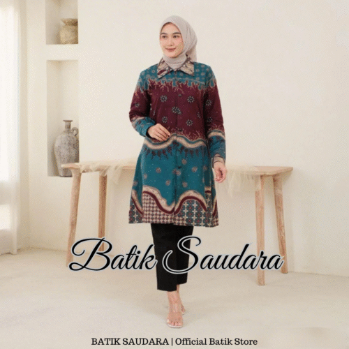 Tunik Batik Kancing Depan Motif Daguise Kerah Kemeja - Gambar 2