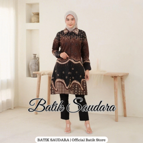 Tunik Batik Kancing Depan Motif Daguise Kerah Kemeja - Gambar 4