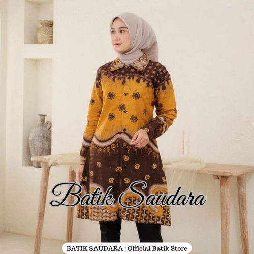 Tunik Batik Kancing Depan Motif Daguise Kerah Kemeja - Gambar 3