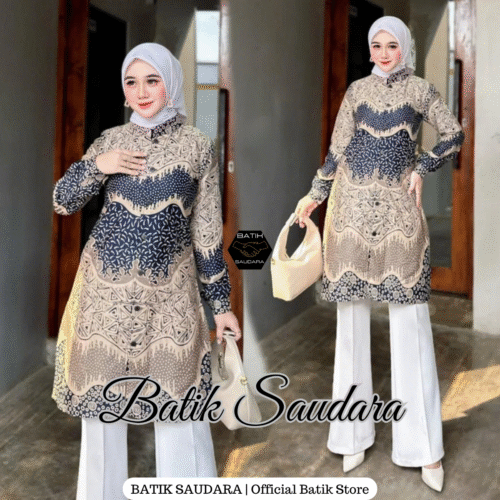Tunik Batik Kancing Depan Motif Piramid - Gambar 5