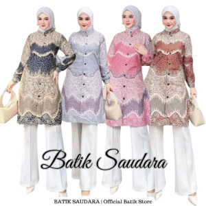 Tunik Batik Kancing Depan Motif Piramid