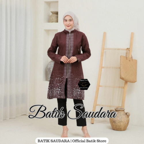 Tunik Batik Risleting depan motif Sutena - Gambar 4